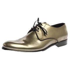 Dolce & Gabbana Metallic Grüne Oxfords aus Lackleder Größe 42,5