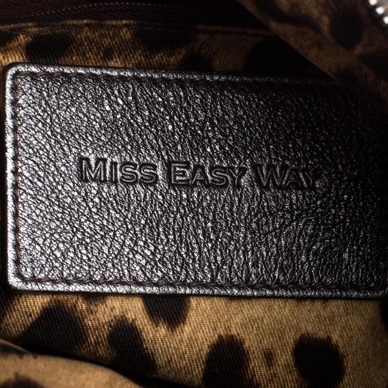 Dolce & Gabbana Metallic Grey Leather Miss Easy Way Boston Bag 3