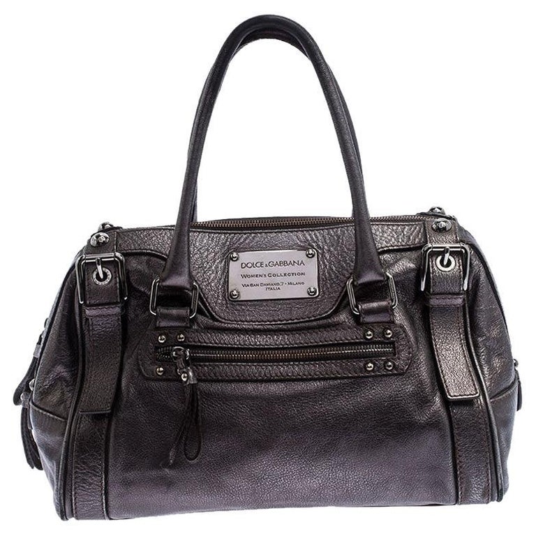 Dolce and Gabbana Metallic Grey Leather Miss Easy Way Boston Bag For ...