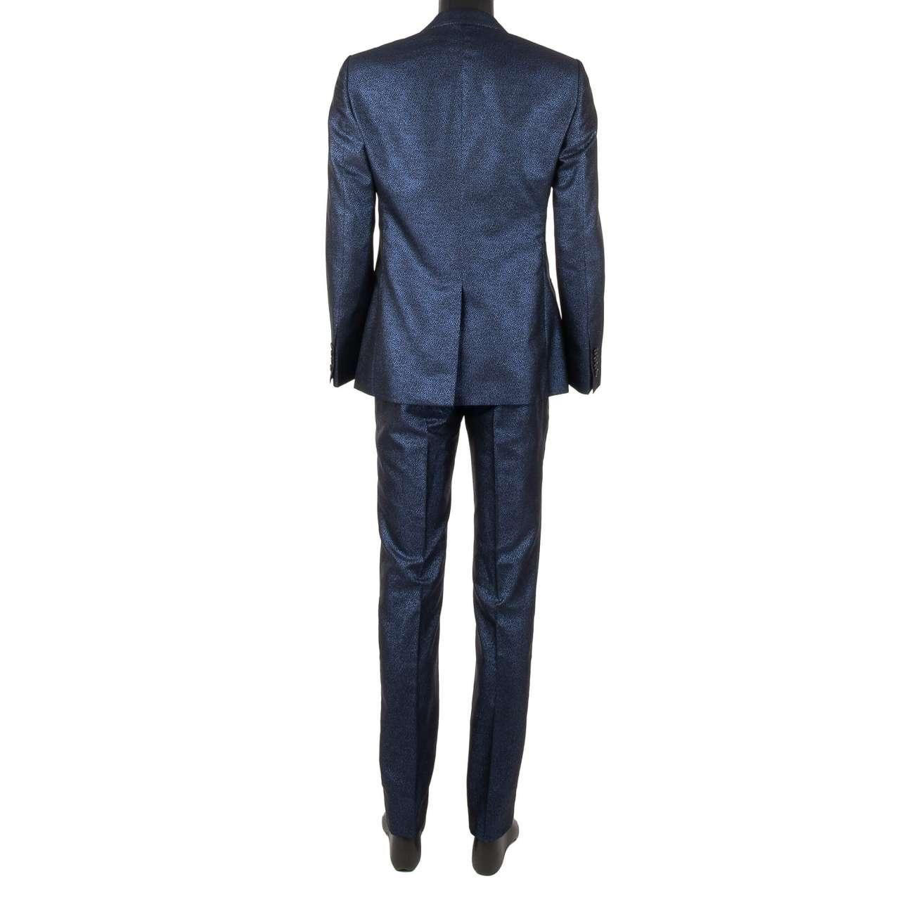 Dolce & Gabbana - Metallic Jacquard Suit MARTINI Blue Black 48 For Sale 3
