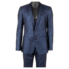 Dolce & Gabbana - Metallic Jacquard Suit MARTINI Blue Black 48