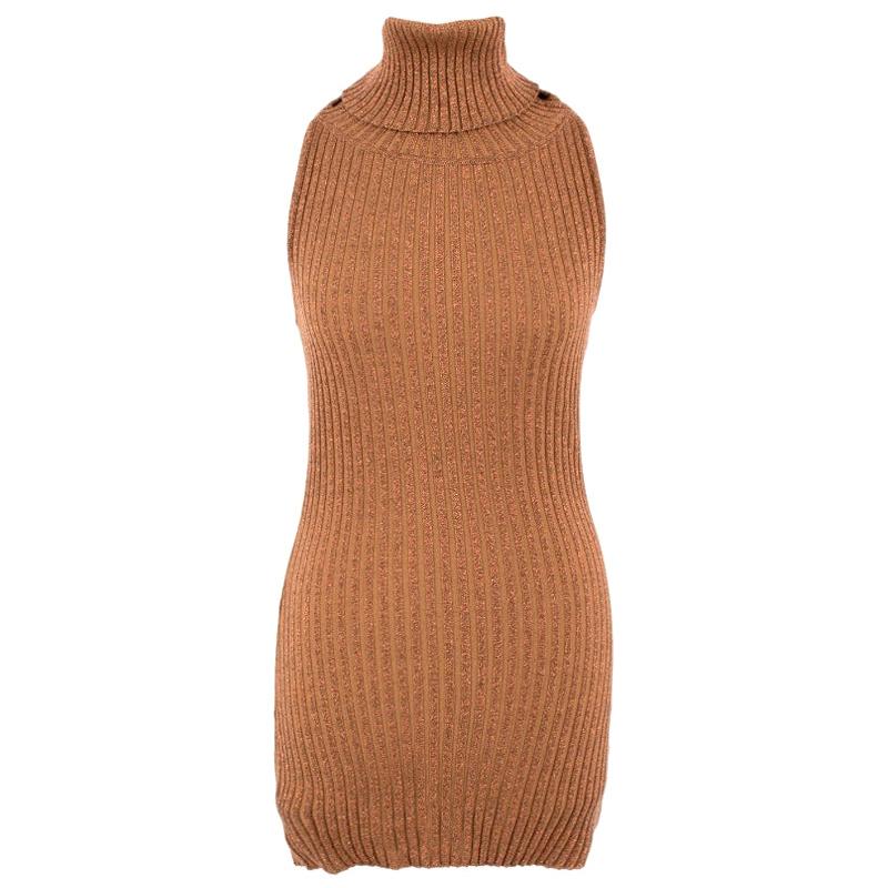 Dolce & Gabbana metallic knit roll neck top - Size US 2 For Sale