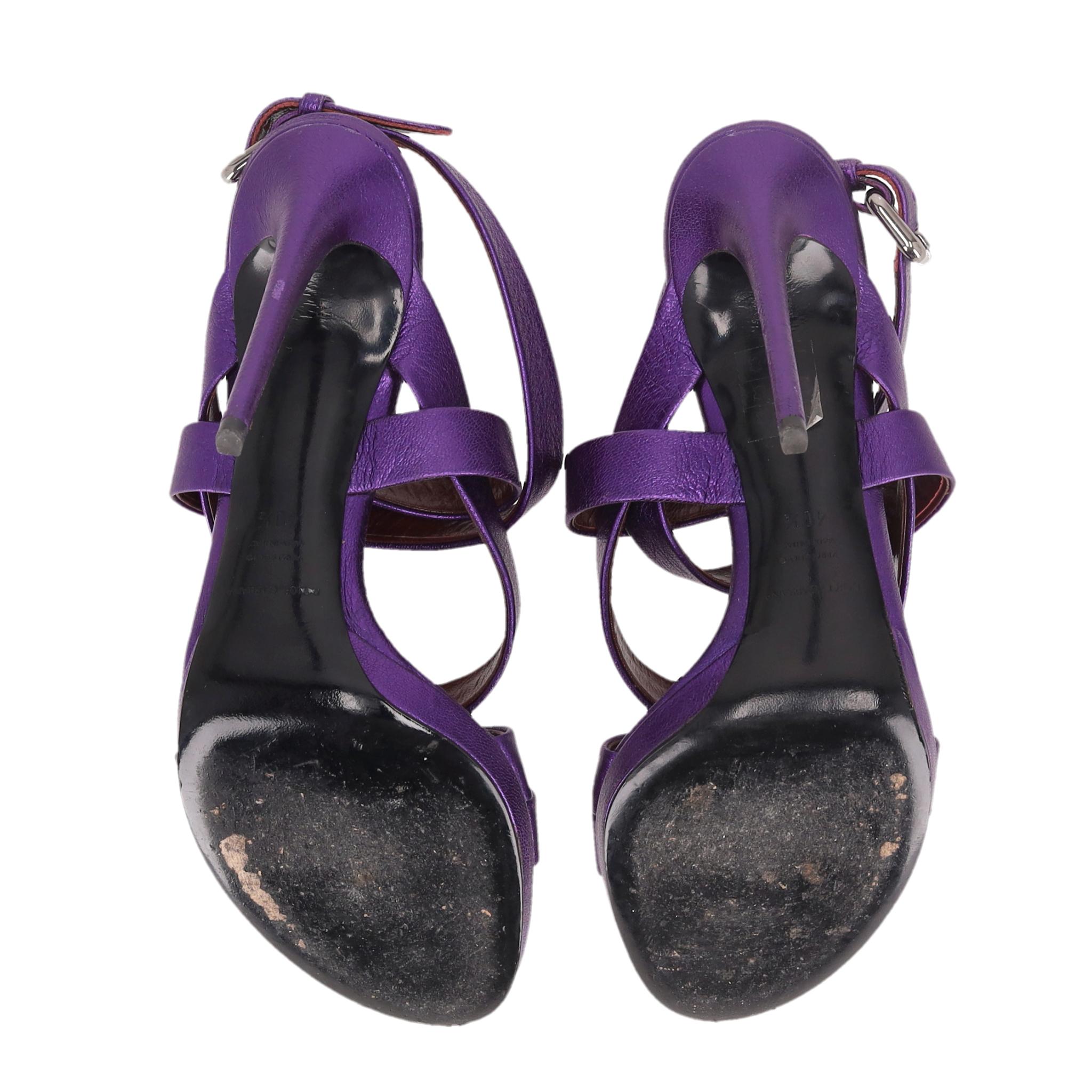 Dolce & Gabbana Metallic-Leder-Sandalen mit Absatz Damen im Angebot