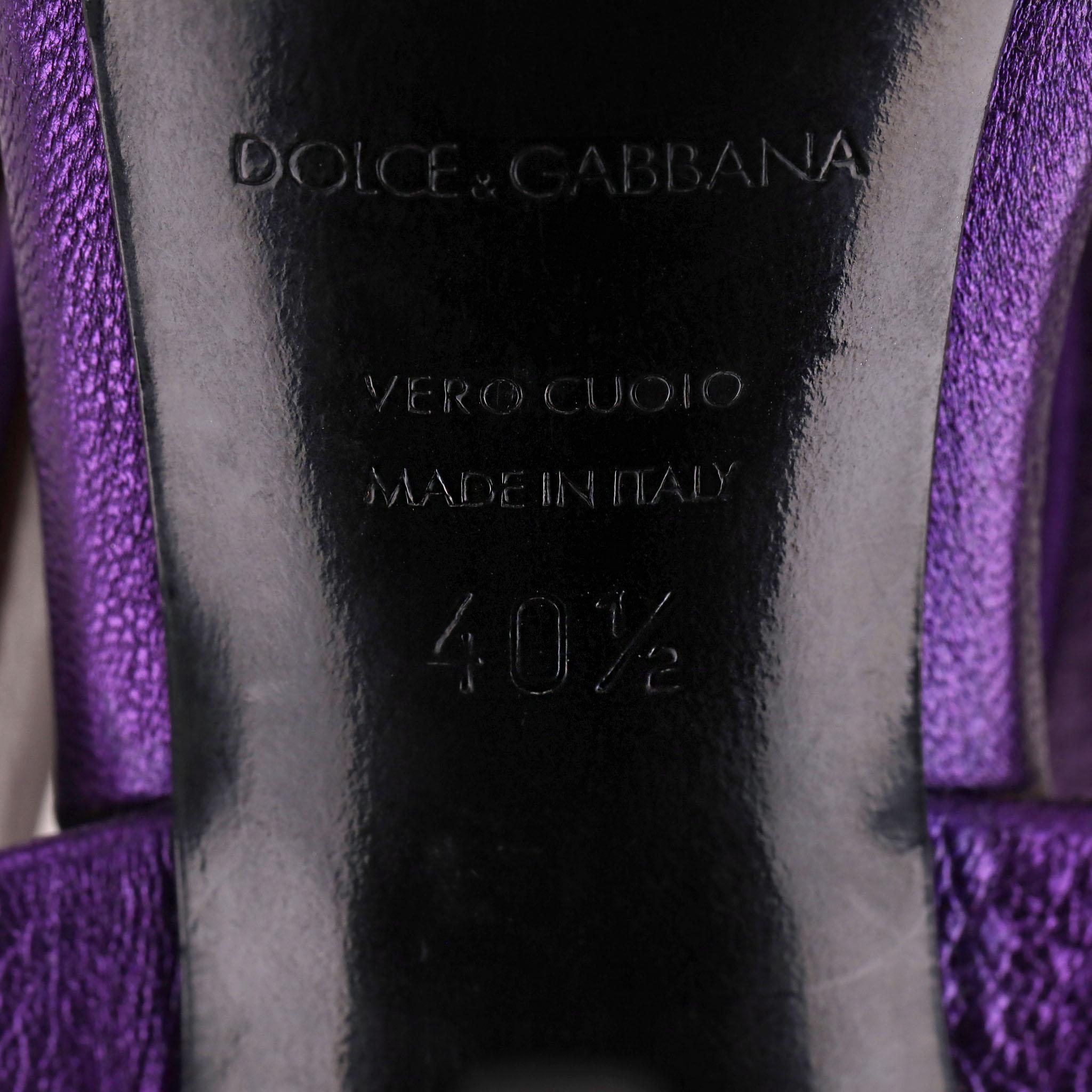 Dolce & Gabbana Metallic-Leder-Sandalen mit Absatz im Angebot 3