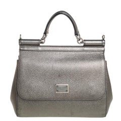 Sicily Medium Leather Shoulder Bag in Neutrals - Dolce Gabbana