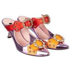 Dolce & Gabbana - Metallic Leather Mule Pumps ALADINO with Crystals Pink EUR 35