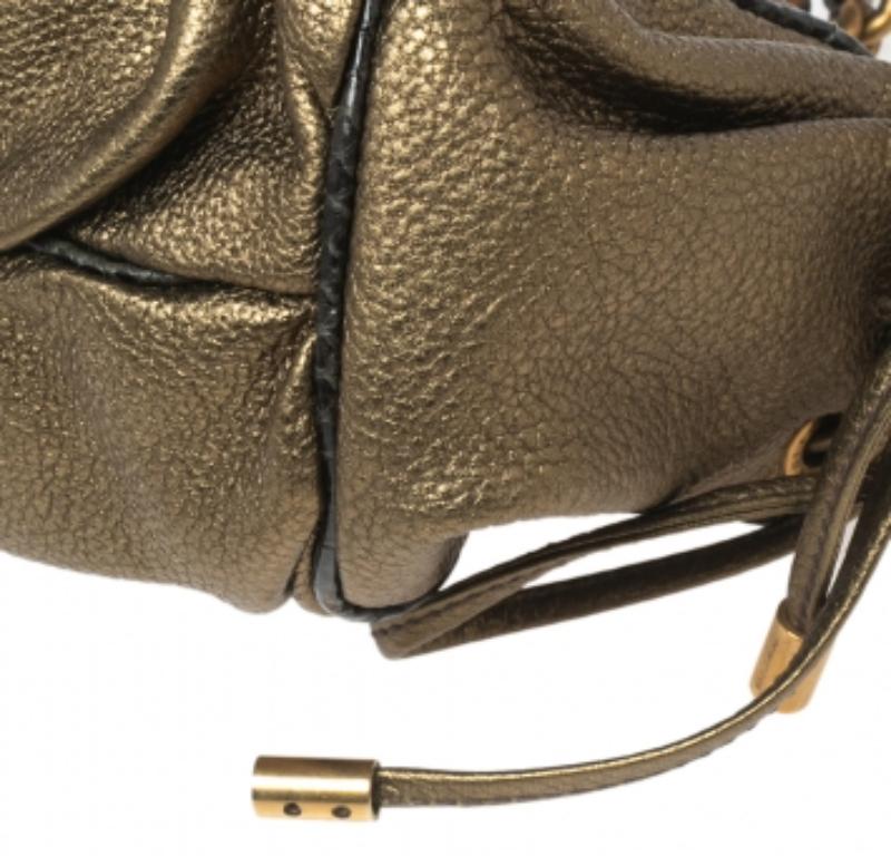 Dolce & Gabbana Metallic Olive Green Leather Tassel Satchel For Sale 1