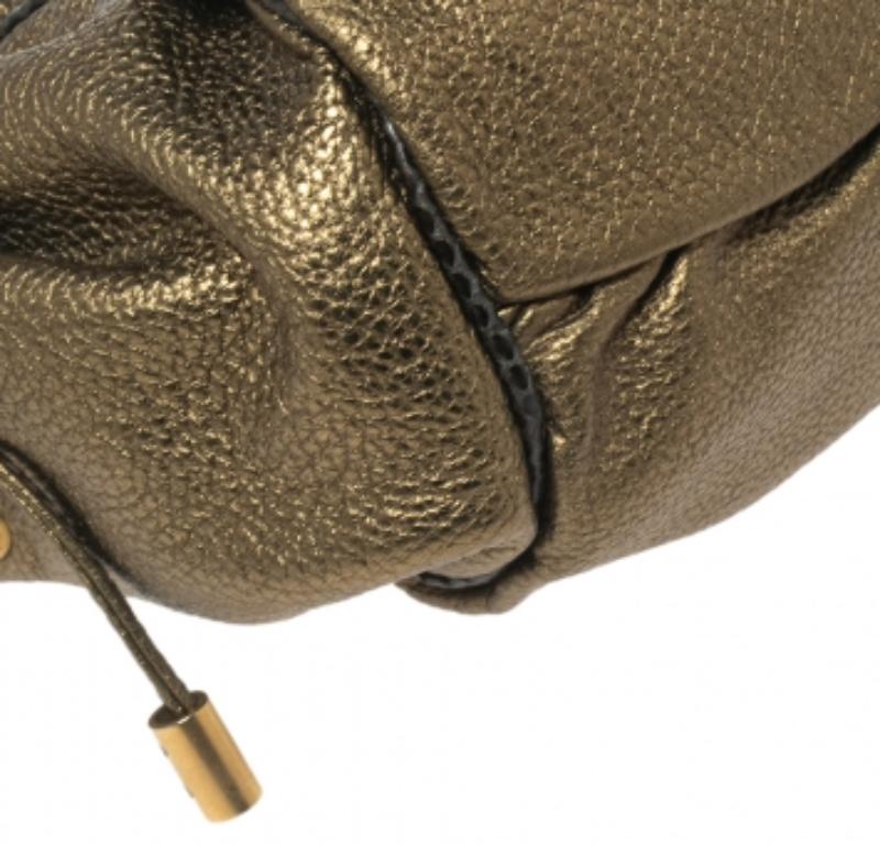 Dolce & Gabbana Metallic Olive Green Leather Tassel Satchel For Sale 2