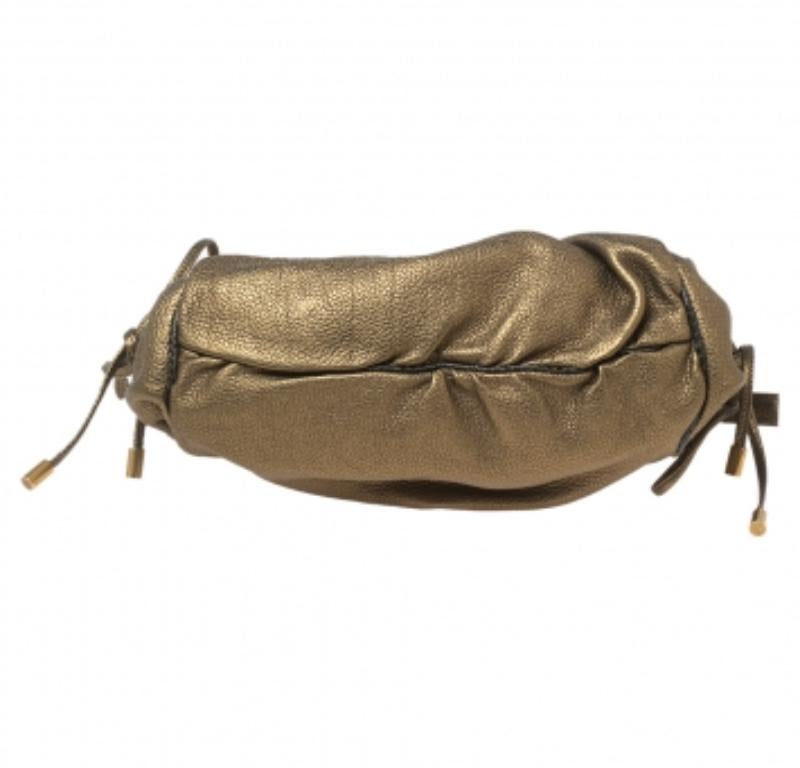 Dolce & Gabbana Metallic Olive Green Leather Tassel Satchel For Sale 3