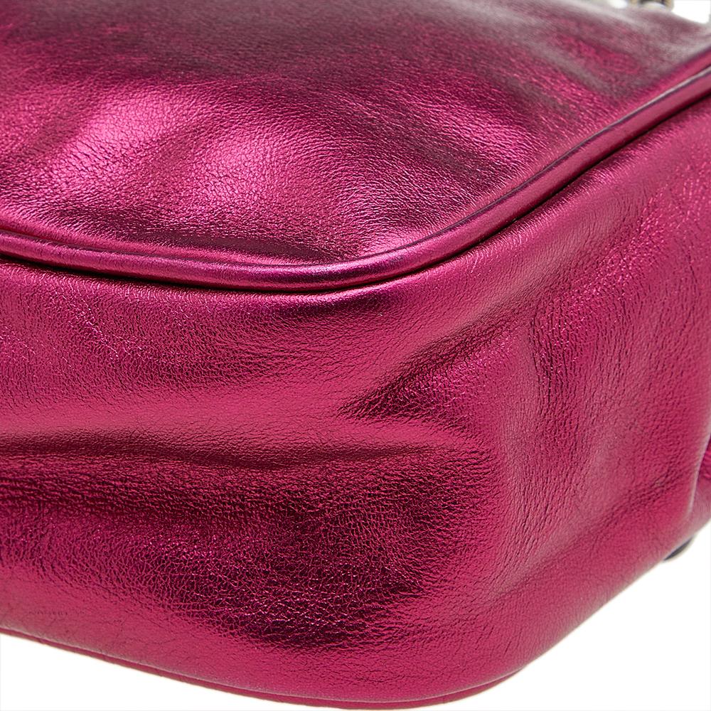 Dolce & Gabbana Metallic Pink Leather Chain Shoulder Bag 3