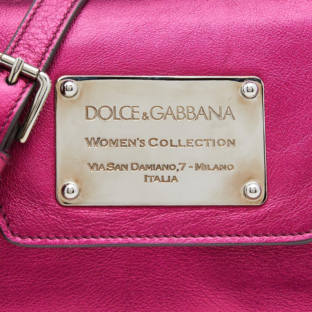 Dolce & Gabbana Metallic Pink Leather Chain Shoulder Bag 1