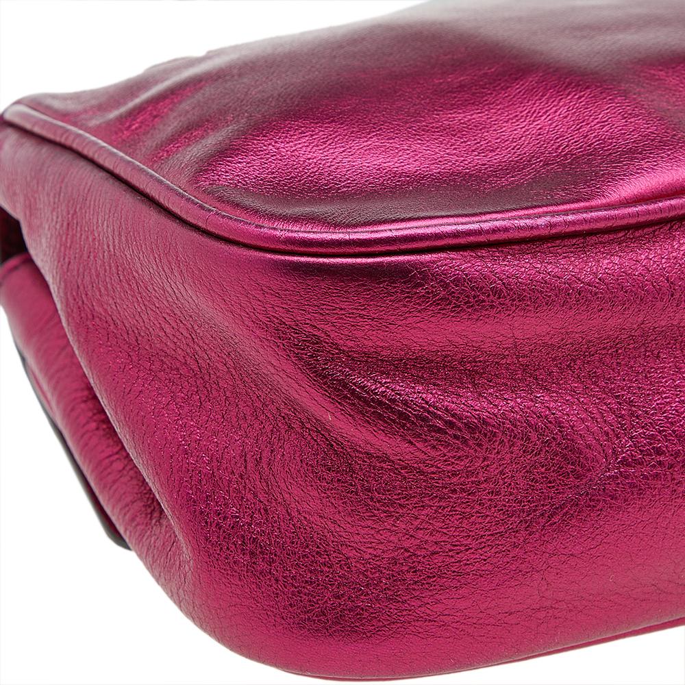 Dolce & Gabbana Metallic Pink Leather Chain Shoulder Bag 2