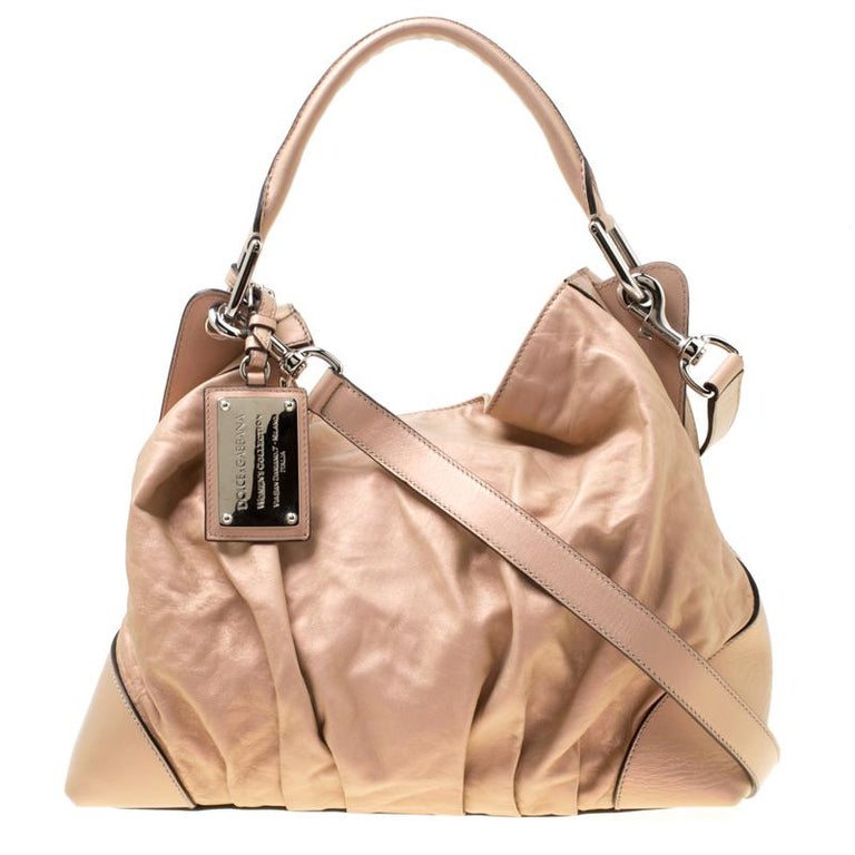 Dolce and Gabbana Metallic Pink Leather Miss Brooke Hobo For Sale at ...