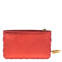 Dolce & Gabbana Metallic Rotes Leder Boom Patch Münzgeldbörse