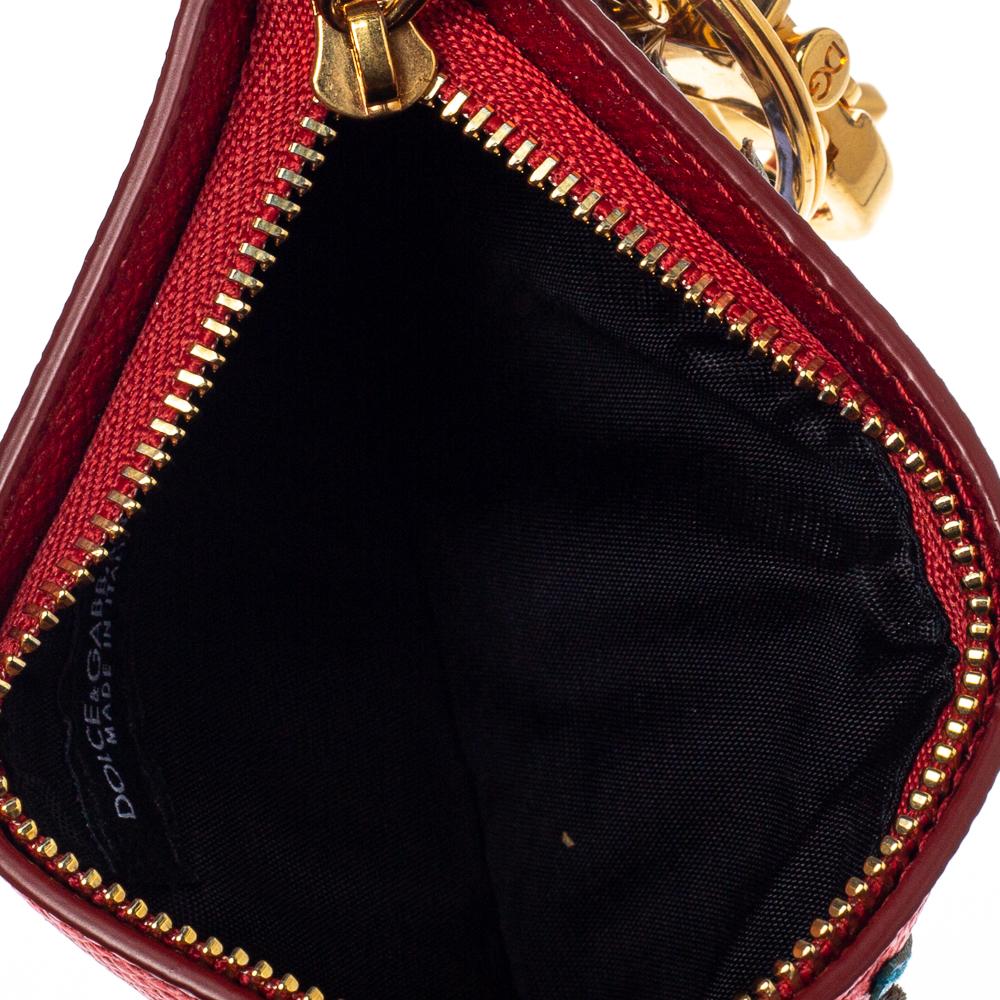 Dolce & Gabbana Metallic Red Leather Boom Patch Coin Purse 1