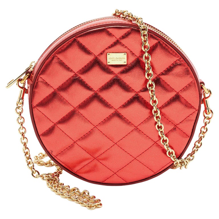 Dolce & Gabbana Red Leather Floral Embellish Bag Shoulder Strap main image 0