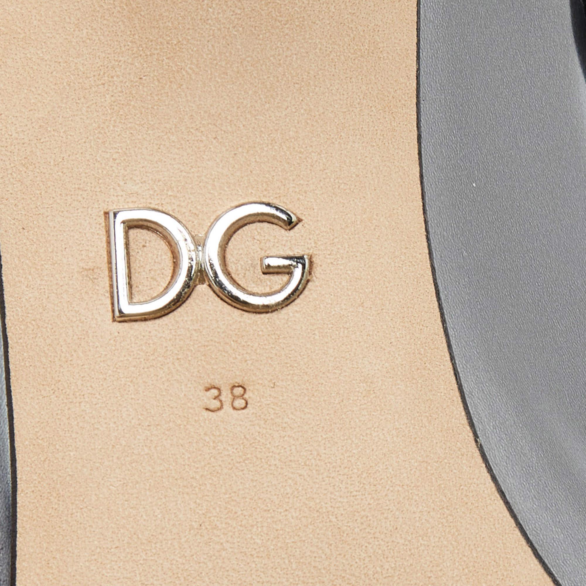 Dolce & Gabbana Metallic Silver/Black Leather Crystal Embellished Cutout Detail  3