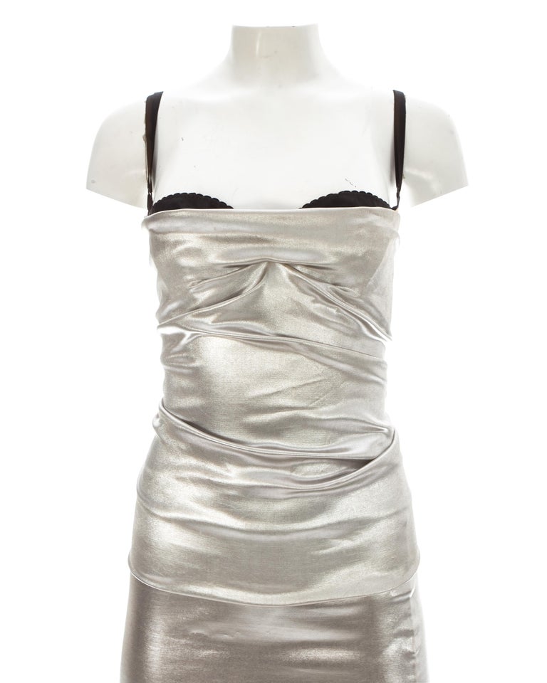 Dolce and Gabbana metallic silver corset and skirt ensemble, A/W 1998 ...