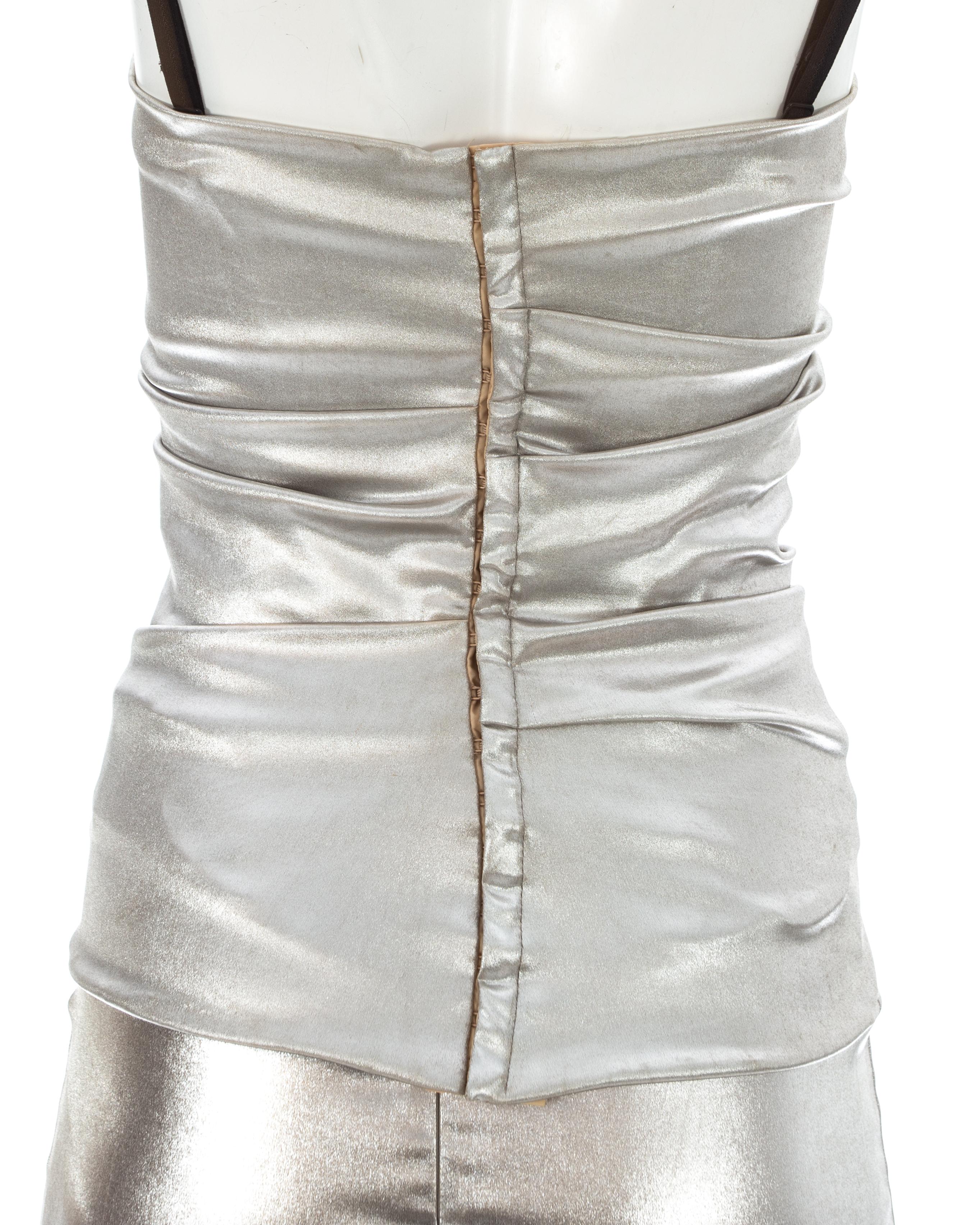 Dolce & Gabbana metallic silver corset and skirt ensemble, A/W 1998 In Good Condition In London, GB