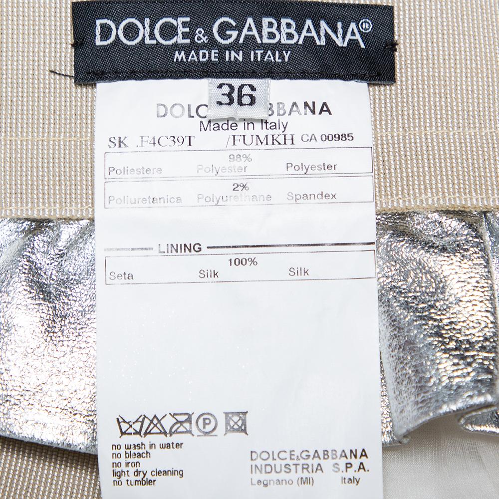 Dolce &amp; Gabbana Bleistiftrock aus Kunstleder in Metallic-Silber XS Damen im Angebot