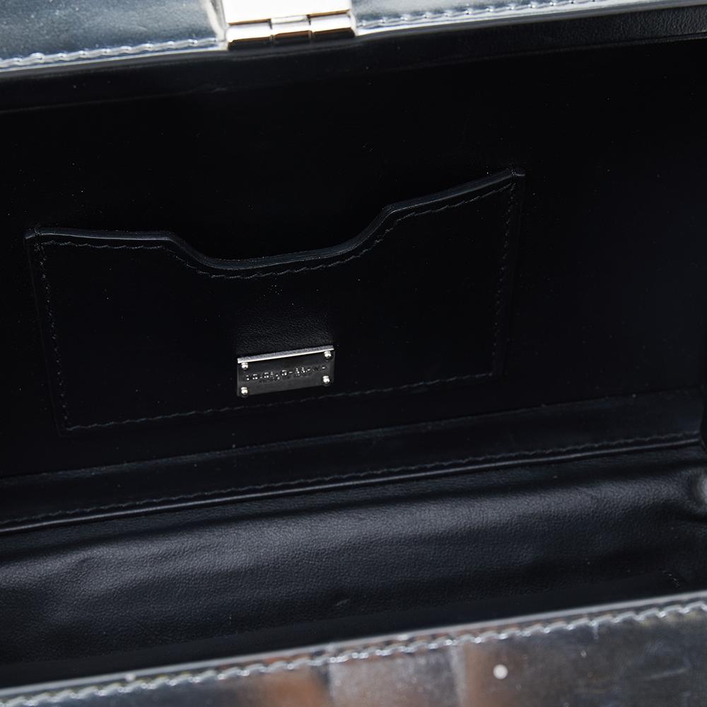 Women's Dolce & Gabbana Metallic Silver Leather Box Clutch