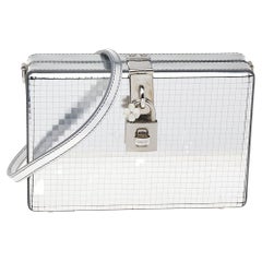 Dolce & Gabbana Metallic Silver Leather Box Clutch