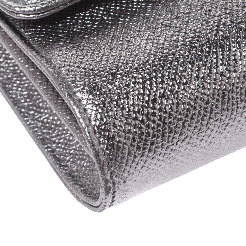 Dolce & Gabbana Metallic Silver Leather Millennials Chain Clutch 5