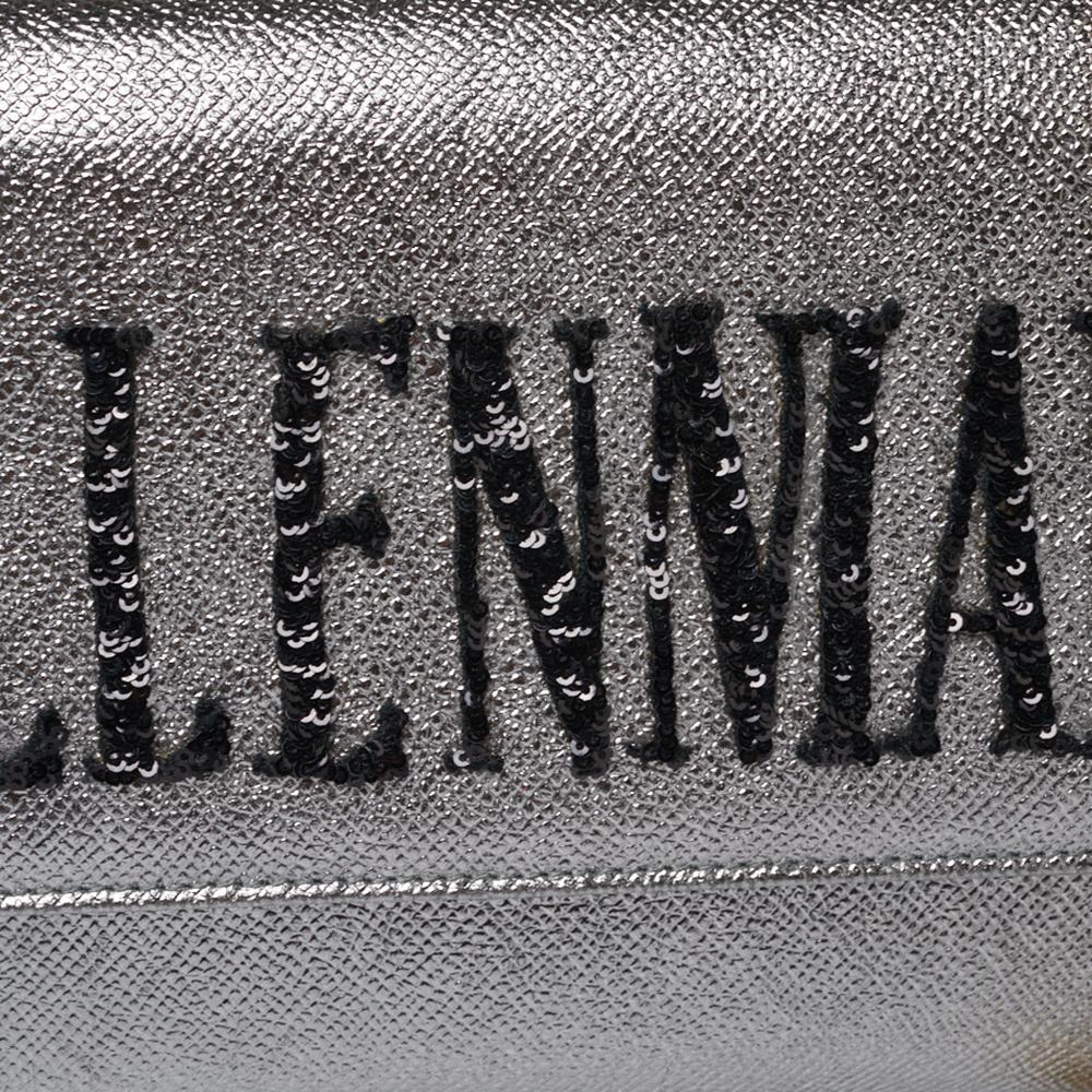 Dolce & Gabbana Metallic Silver Leather Millennials Chain Clutch 6