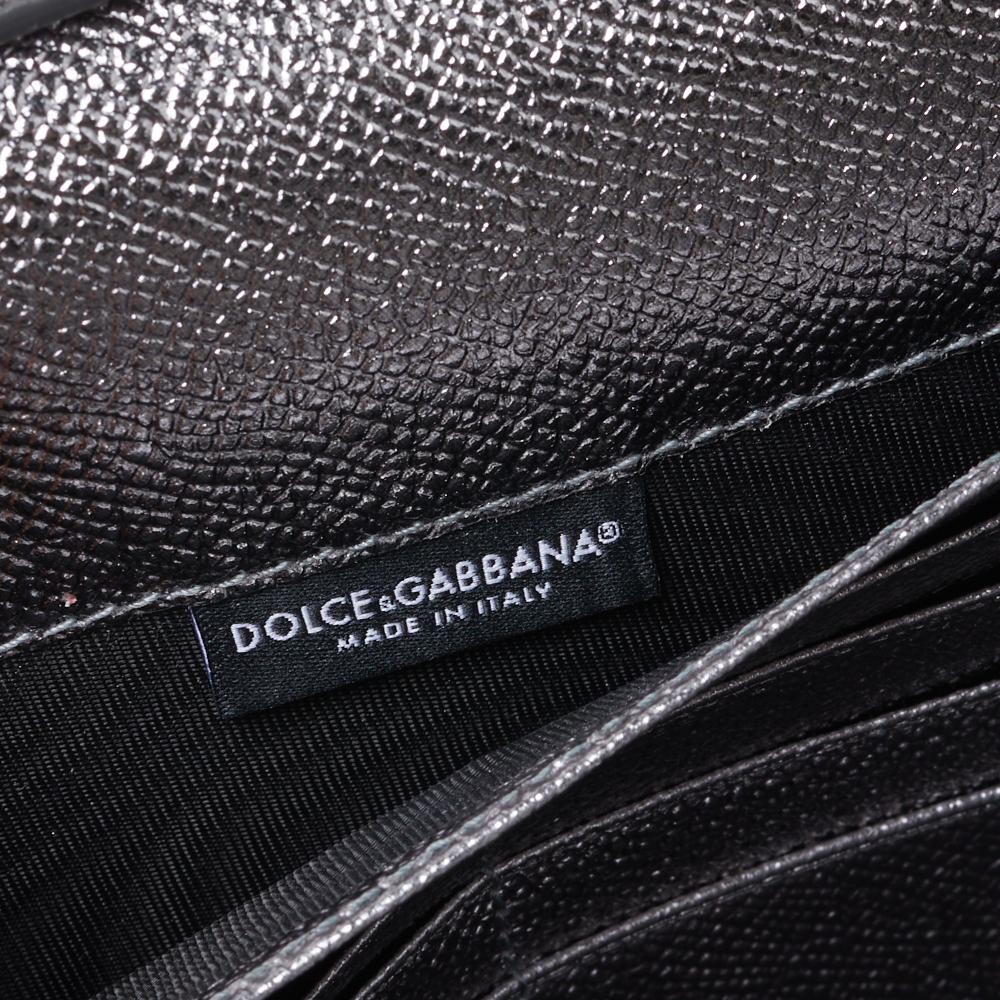 Dolce & Gabbana Metallic Silver Leather Millennials Chain Clutch 3