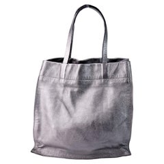 Dolce & Gabbana Metallic Silver Leather Tote Bag