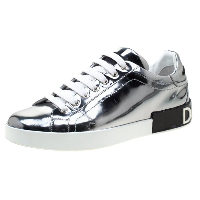 dolce and gabbana silver sneakers