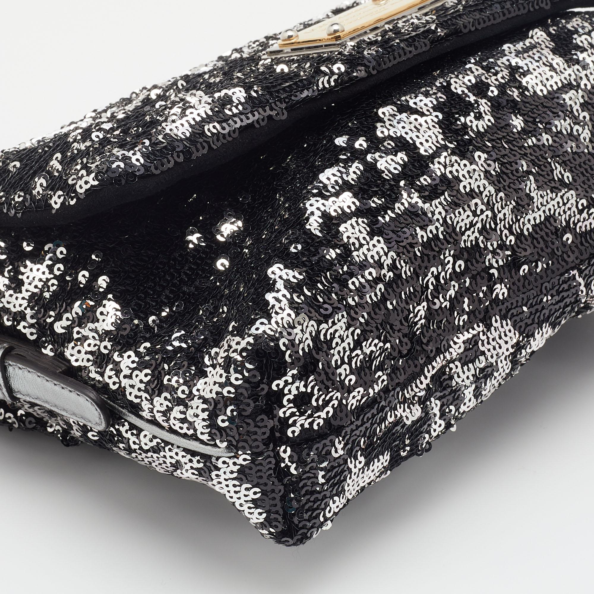 Dolce & Gabbana Metallic Silver Sequin Miss Charles Shoulder Bag 3