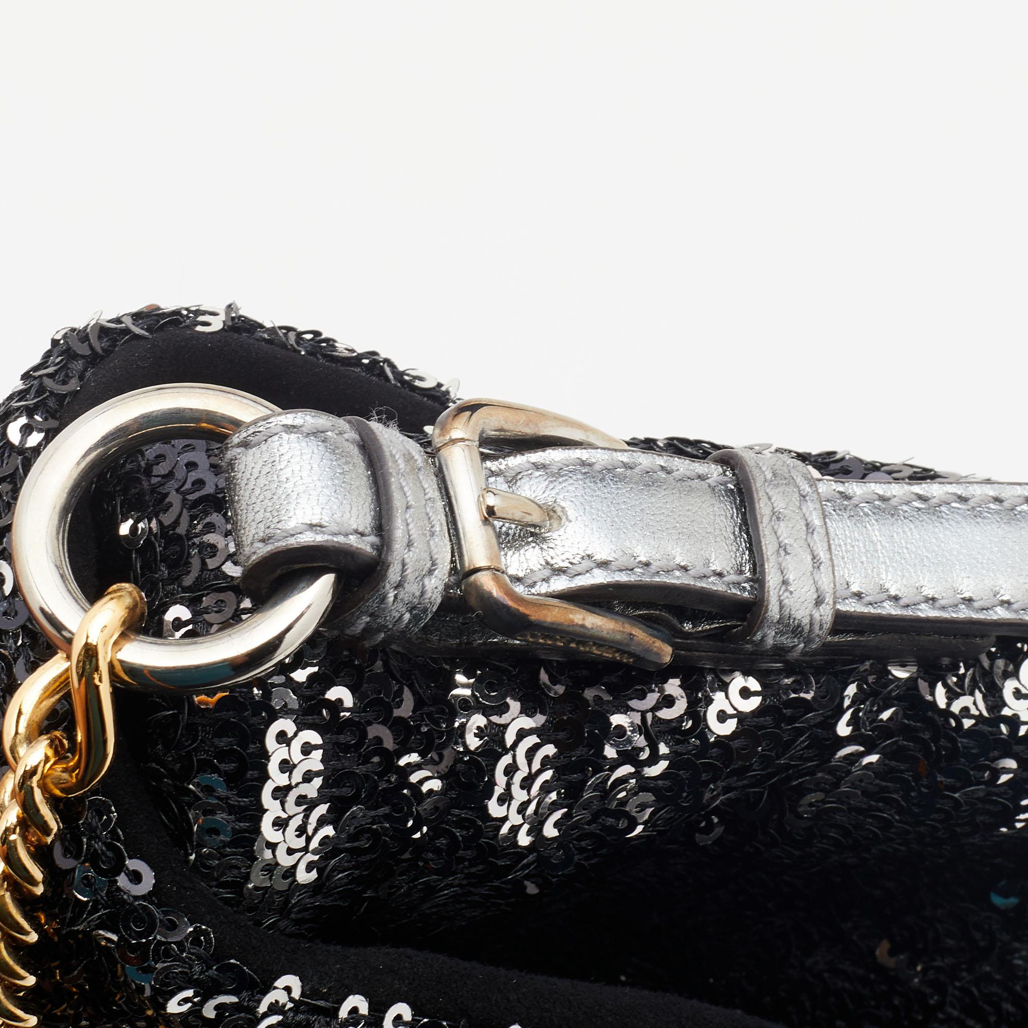 Dolce & Gabbana Metallic Silver Sequin Miss Charles Shoulder Bag 2