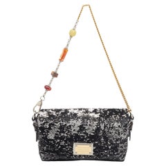 Dolce & Gabbana Metallic Silver Sequin Miss Charles Shoulder Bag