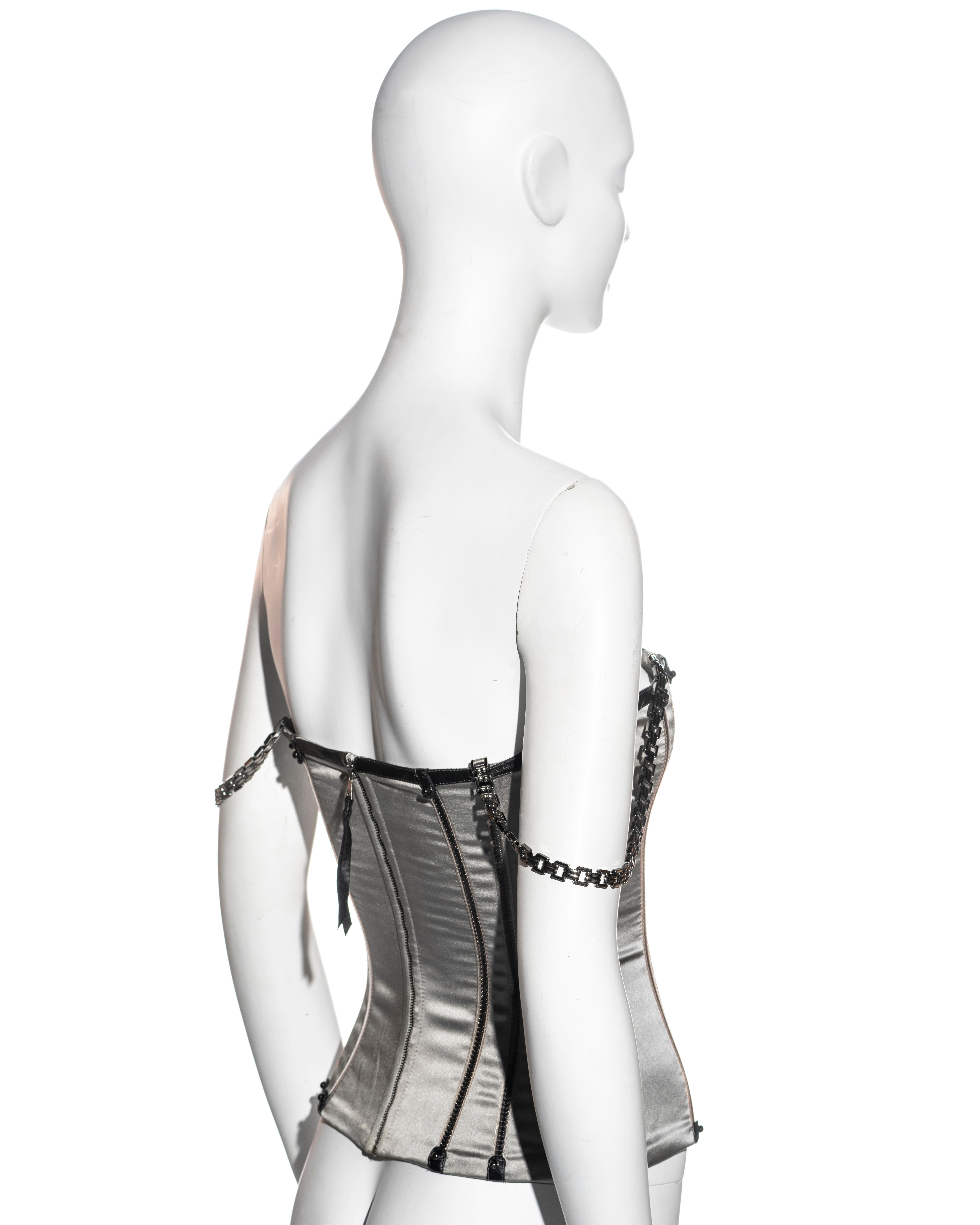 Dolce & Gabbana metallic silver silk and leather corset with chains, fw 2007 1