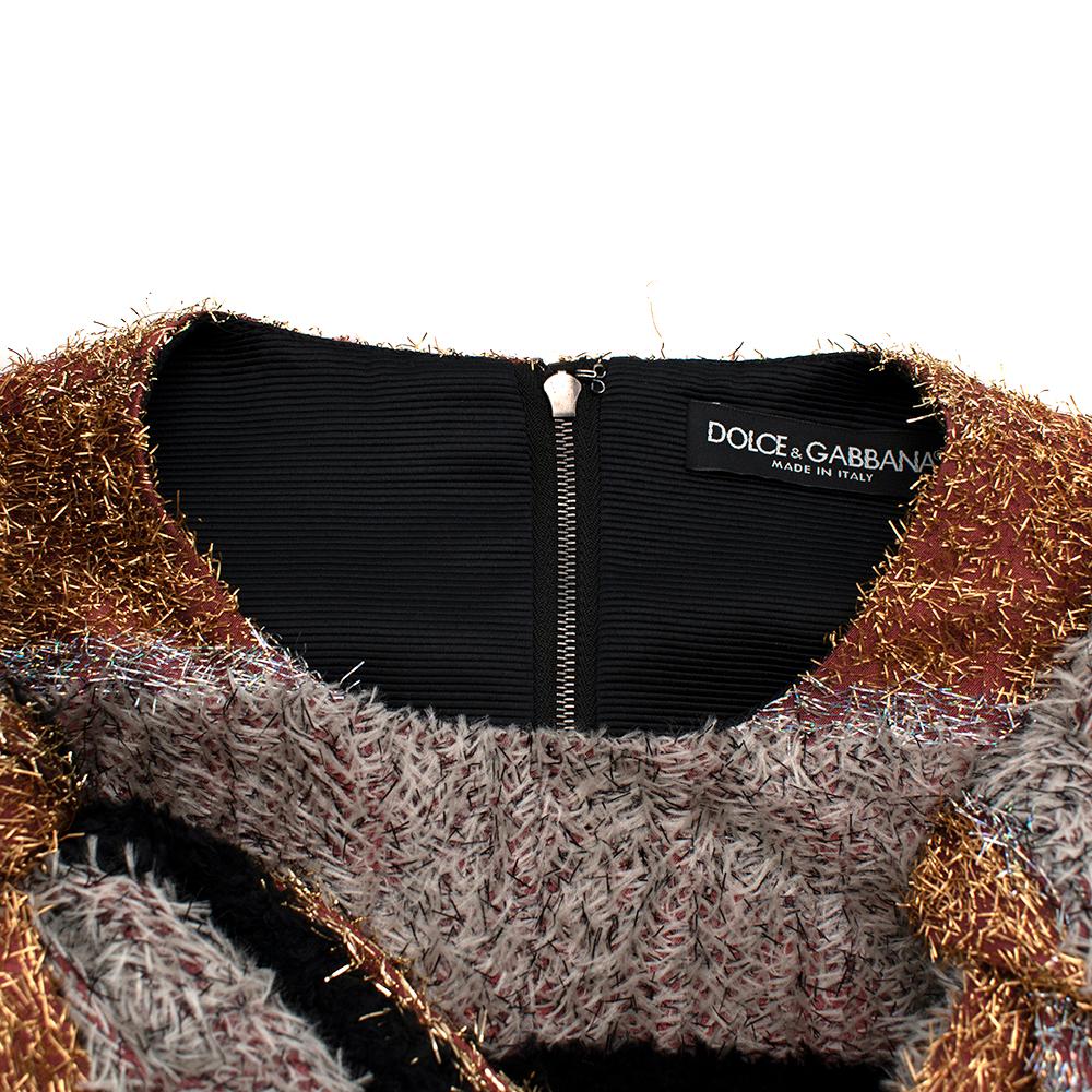Women's or Men's Dolce & Gabbana Metallic Textured Striped Dress - Size US 0-2 For Sale