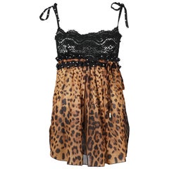 Dolce & Gabbana Mid-2000s Leopard Print Lace Babydoll Top IT42