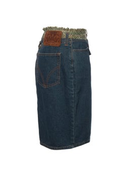 Dolce & Gabbana, Middle blue denim skirt with green tweed