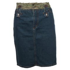 Dolce & Gabbana, Middle blue denim skirt with green tweed