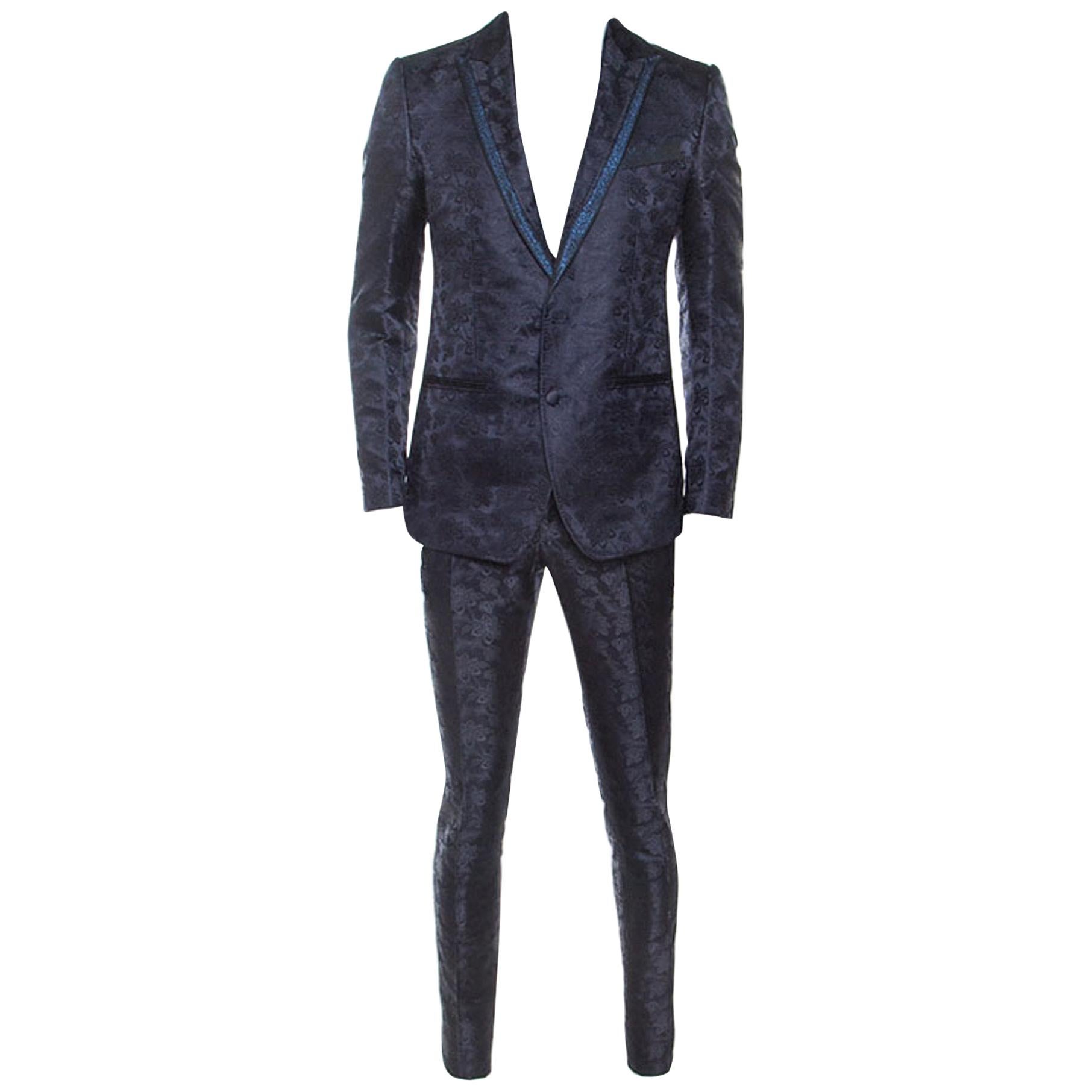 Dolce & Gabbana Midnight Blue Jacquard Suit M
