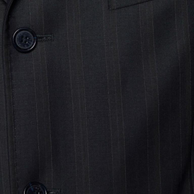 Black Dolce & Gabbana Midnight Blue Striped Wool Single Breasted Blazer XL For Sale