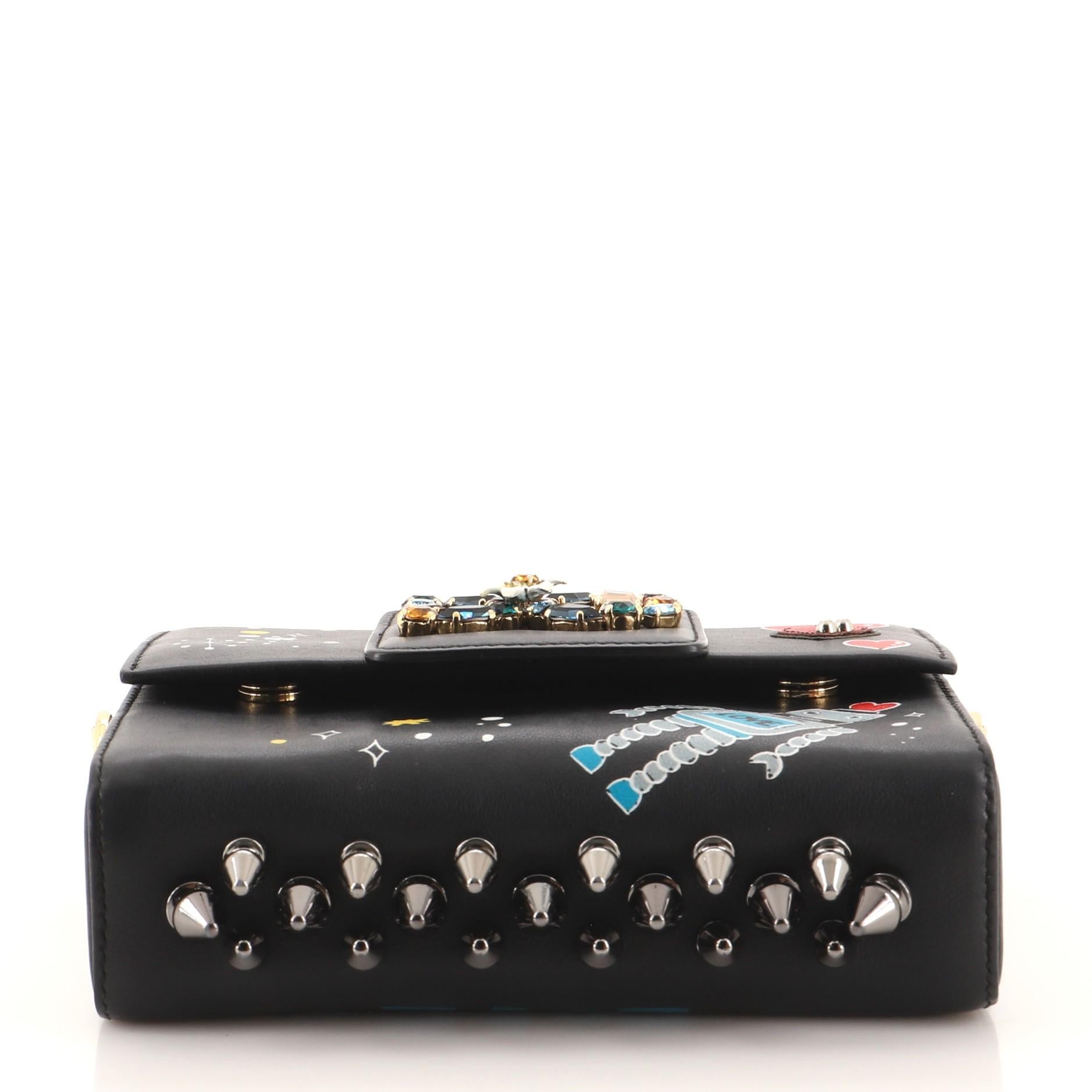 Black Dolce & Gabbana Millennials Shoulder Bag Embellished Leather Mini