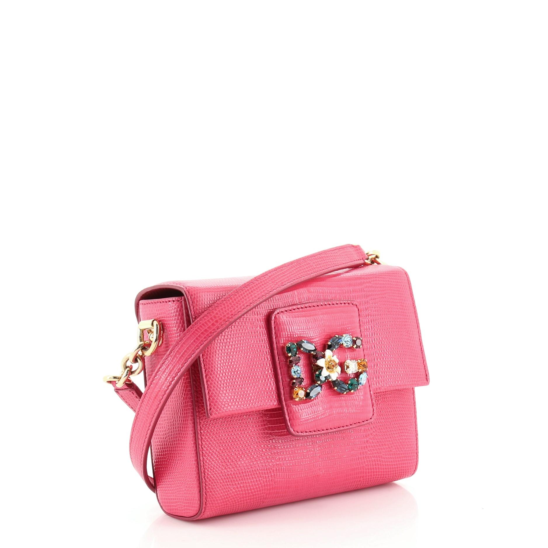 Dolce & Gabbana Millennials Umhängetasche mit Eidechsenprägung (Pink)