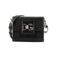 Dolce & Gabbana Millennials Shoulder Bag Embellished Lizard Embossed Leather Min
