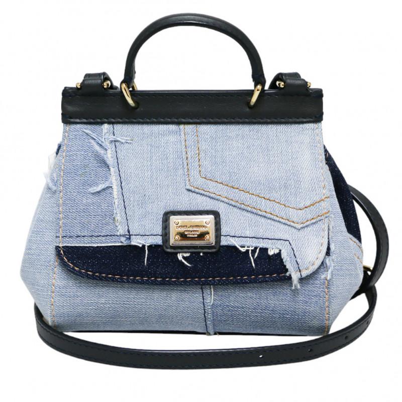 DOLCE & GABBANA Mini Denim SICILY Bag In Excellent Condition For Sale In Paris, FR