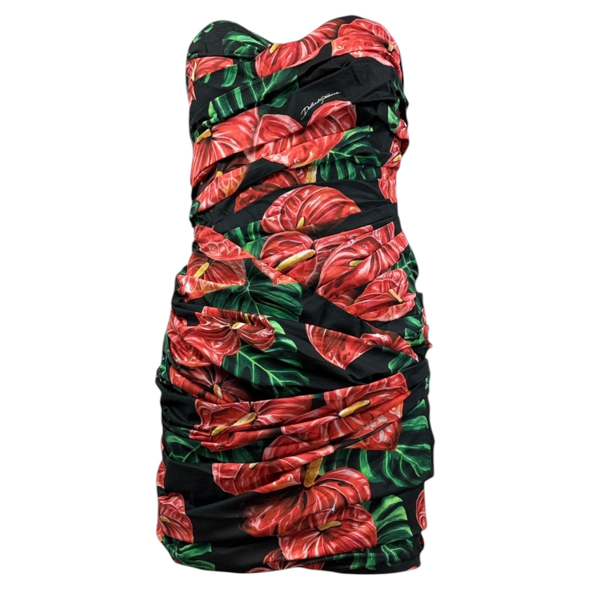 Dolce Gabbana mini printed dress anthurium