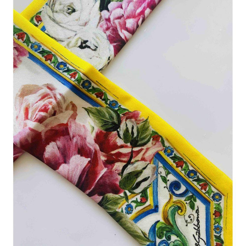 Beige Dolce & Gabbana Mini Silk Scarf in Multicolour