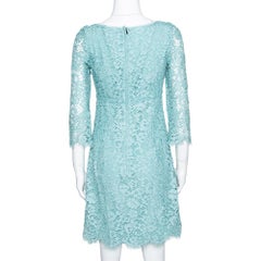 Dolce & Gabbana Mint Green Lace Scalloped Hem Sheath Dress S