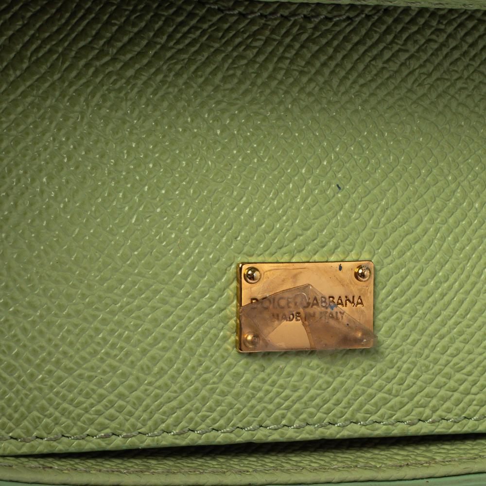 Dolce & Gabbana Mint Green Leather Small Miss Sicily Top Handle Bag 5