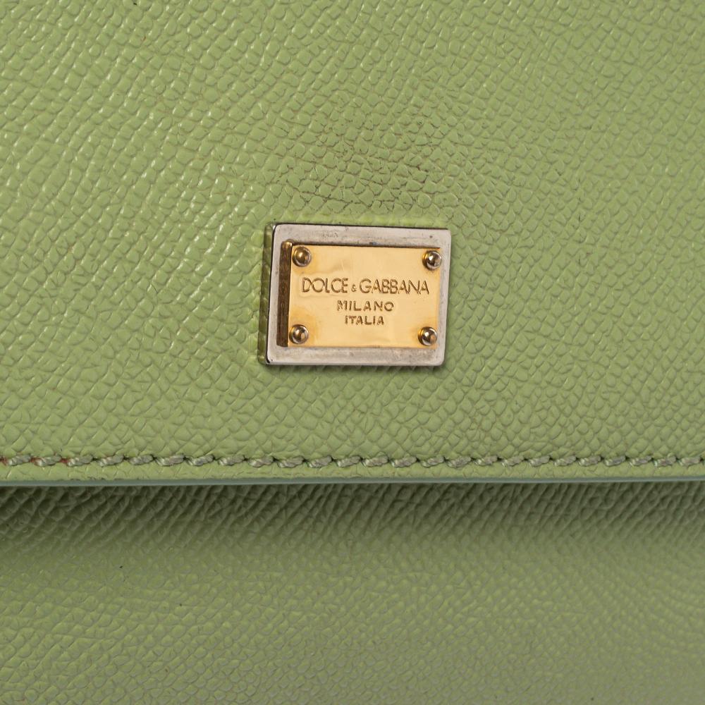 Dolce & Gabbana Mint Green Leather Small Miss Sicily Top Handle Bag 6